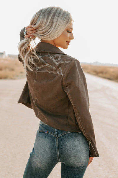 Exploring More Faux Suede Zip-Up Jacket (Charcoal) - NanaMacs