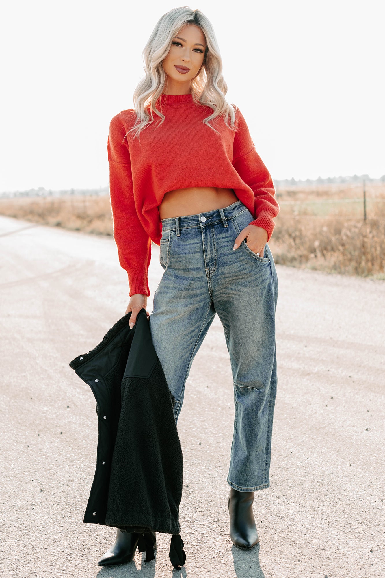 Evening Nest Reverse Stitch Knit Sweater (Red) - NanaMacs