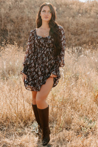 Midnight Blooms Floral Mini Dress (Baked Plum) - NanaMacs