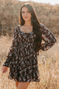 Midnight Blooms Floral Mini Dress (Baked Plum) - NanaMacs