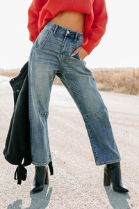 Willy Super High Rise Mica Denim Barrel Jeans (Medium Vintage) - NanaMacs