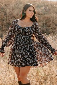 Midnight Blooms Floral Mini Dress (Baked Plum) - NanaMacs