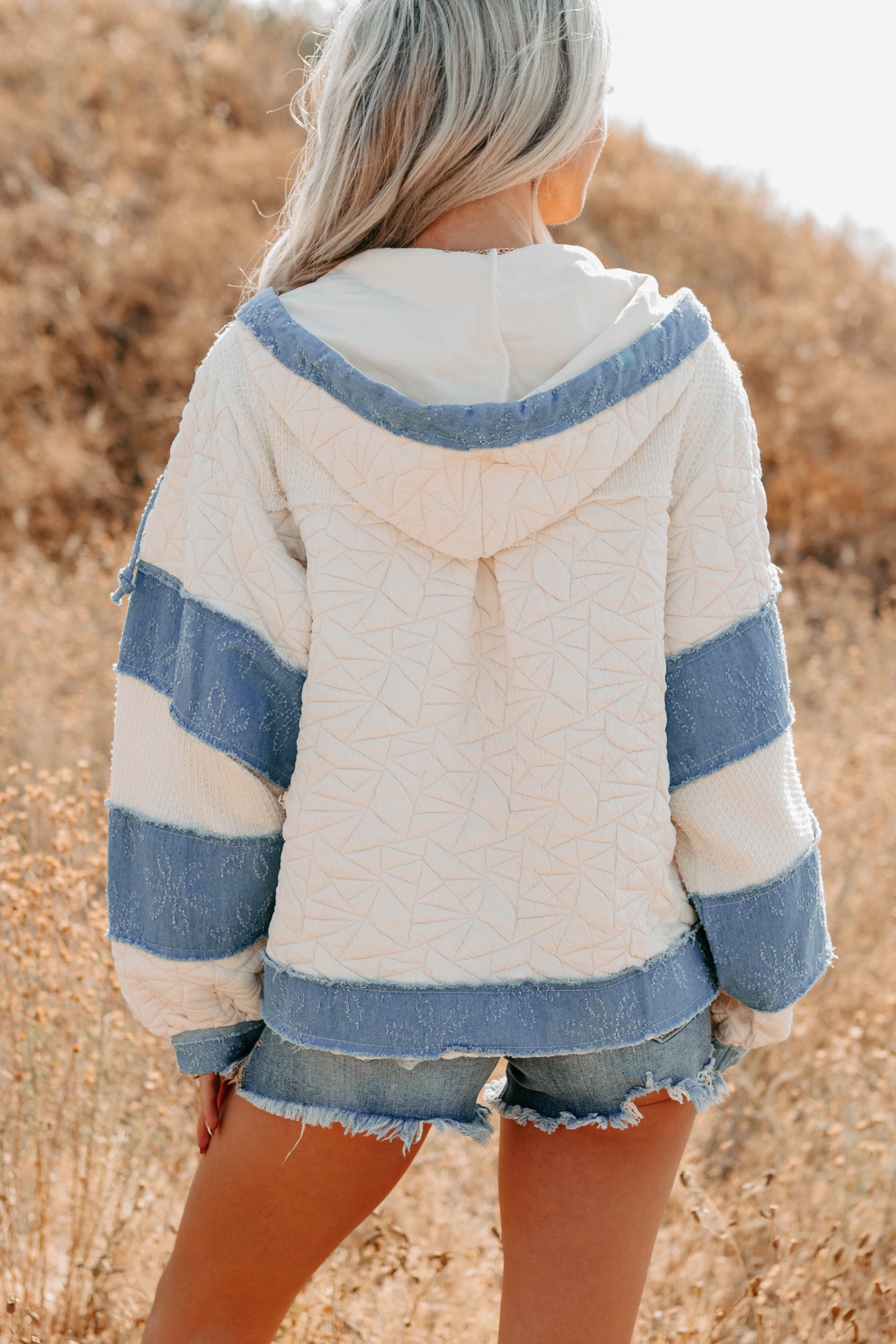 Daydream Date Frayed Quilted POL Jacket (Cream/Multi) - NanaMacs