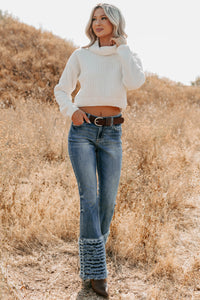 Snug Session Turtleneck Chenille Crop Sweater (Ivory) - NanaMacs