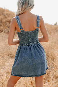 Frontier Flair Sleeveless Denim Mini Dress (Acid Wash) - NanaMacs
