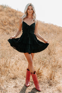 The Chic Life Sleeveless Ruffle Mini Dress (Black) - NanaMacs