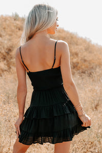 The Chic Life Sleeveless Ruffle Mini Dress (Black) - NanaMacs