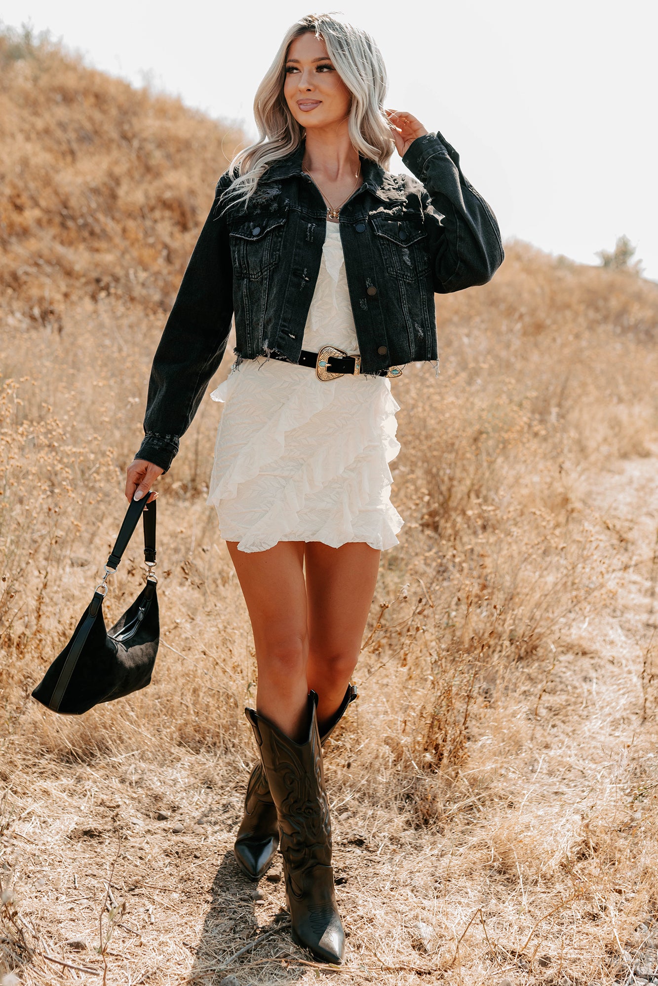 Fade Into You Distressed Denim Jacket (Washed Black) - NanaMacs