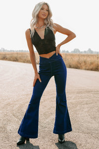 Thora V Waist Signature 8 Flare Jeans (Dark) - NanaMacs