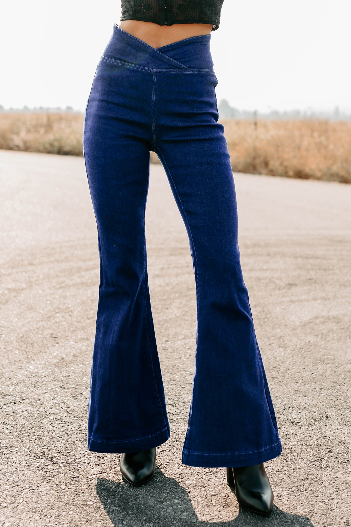 Thora V Waist Signature 8 Flare Jeans (Dark) - NanaMacs