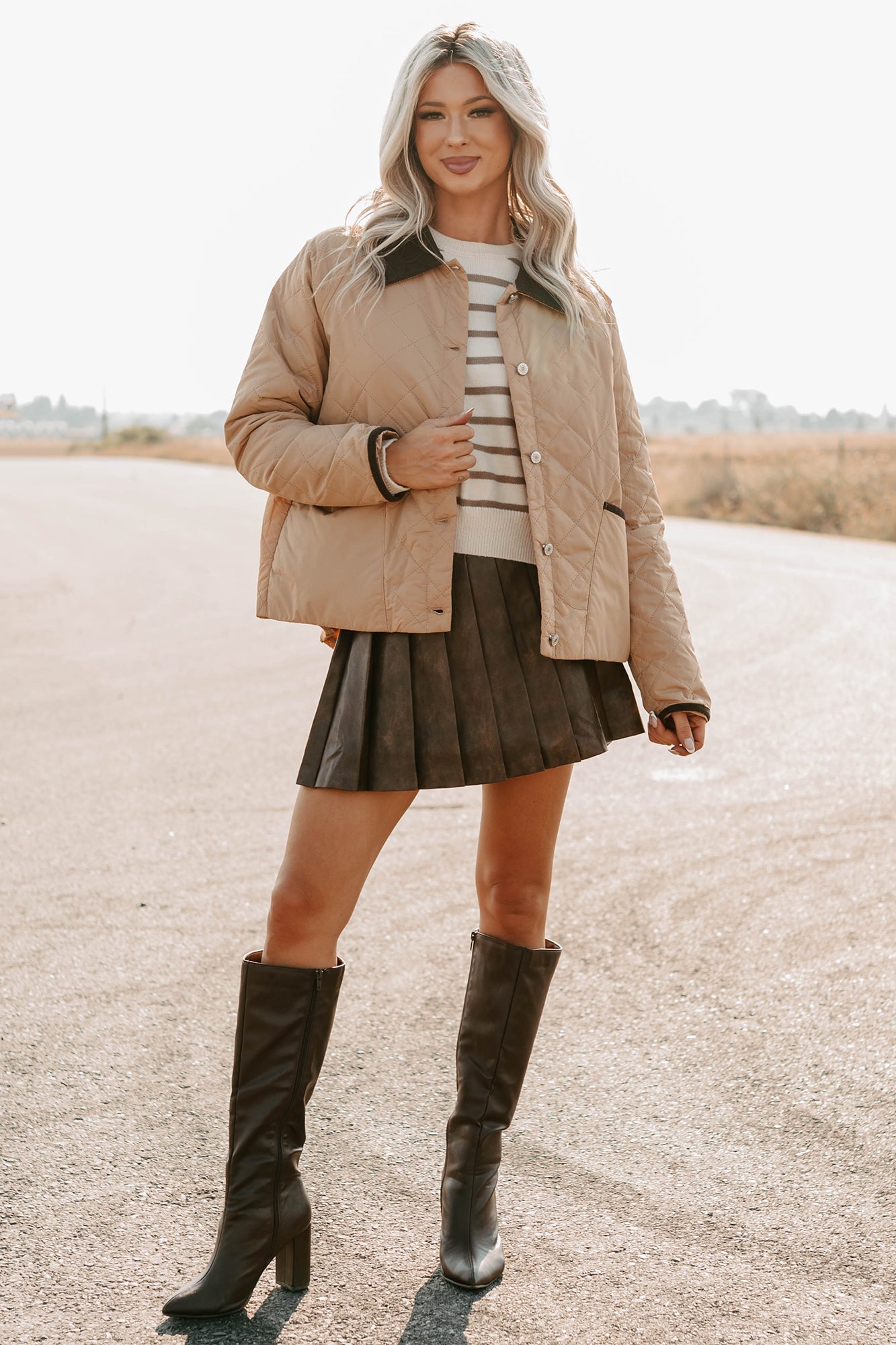 Up & Coming Quilted Barn Jacket (Camel) - NanaMacs