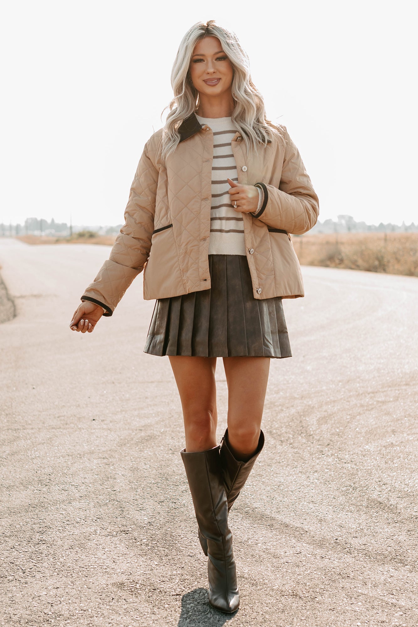 Up & Coming Quilted Barn Jacket (Camel) - NanaMacs