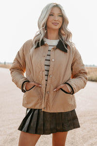 Up & Coming Quilted Barn Jacket (Camel) - NanaMacs