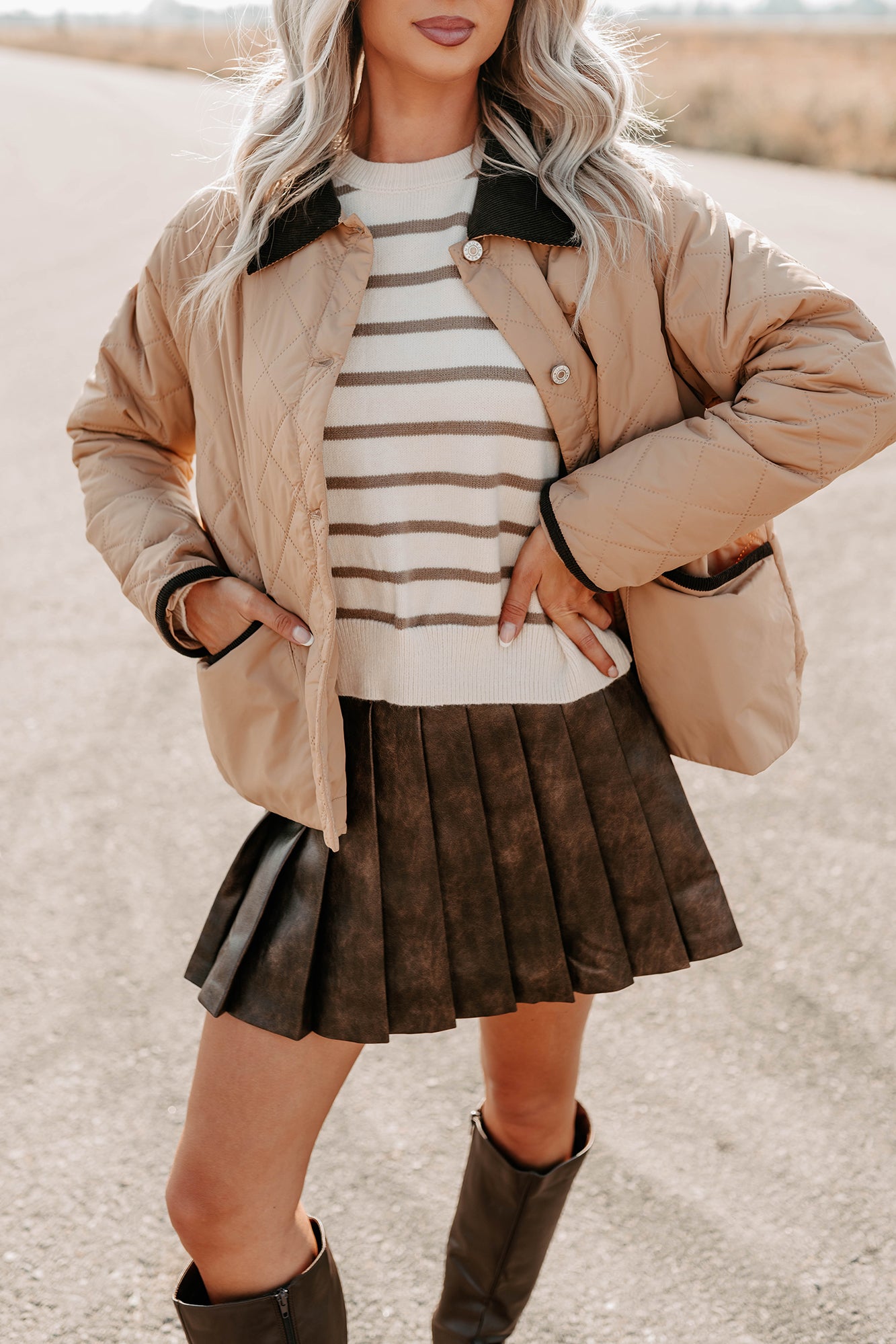 Up & Coming Quilted Barn Jacket (Camel) - NanaMacs