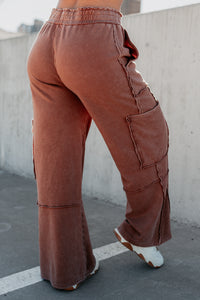 Made Ready Wide Leg Cargo Sweatpants (Chestnut) - NanaMacs