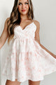Light & Dreamy Floral Mini Wrap Dress (White/Pink) - NanaMacs