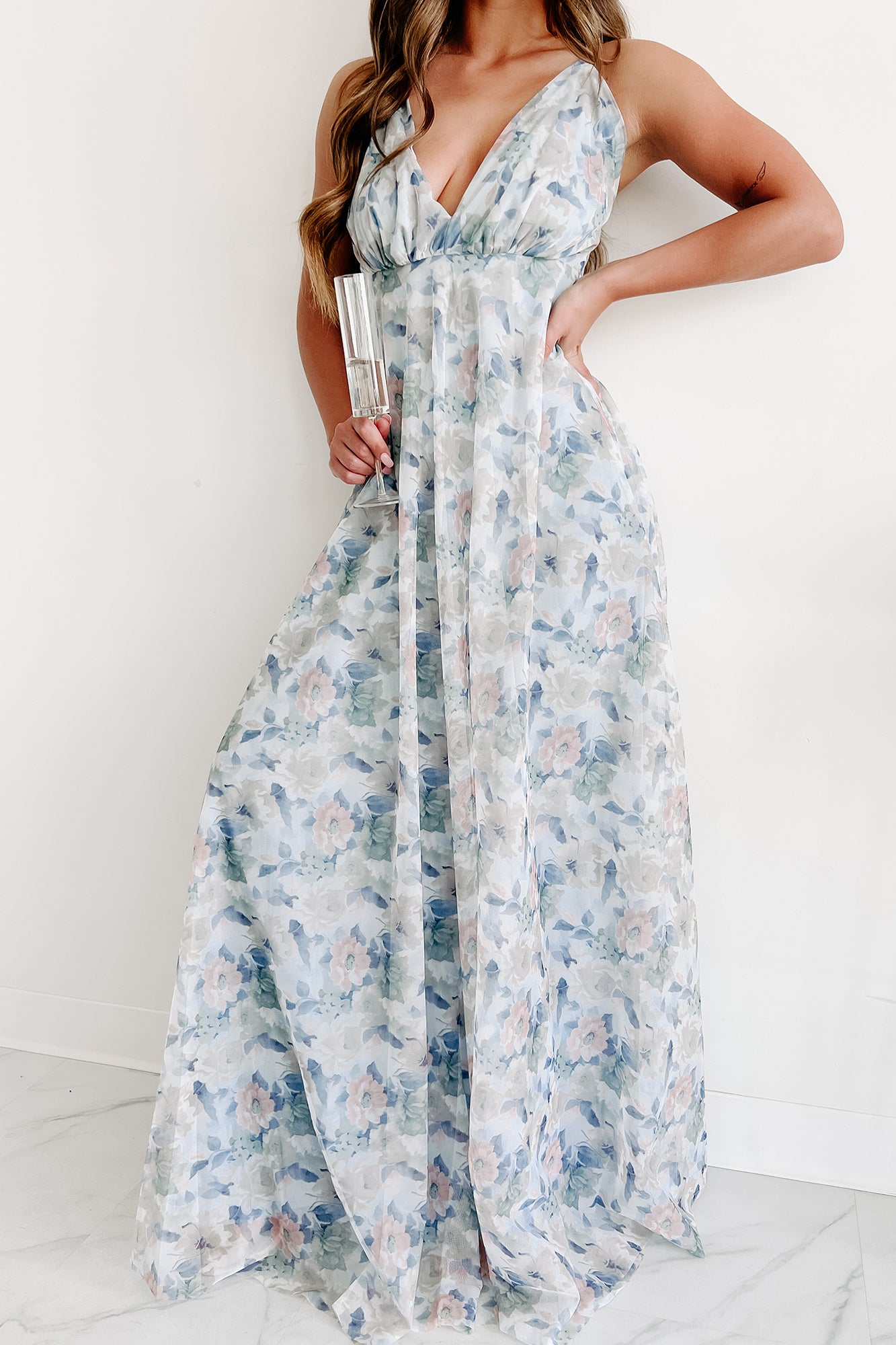 Is It True Floral Maxi Dress (Blue) - NanaMacs