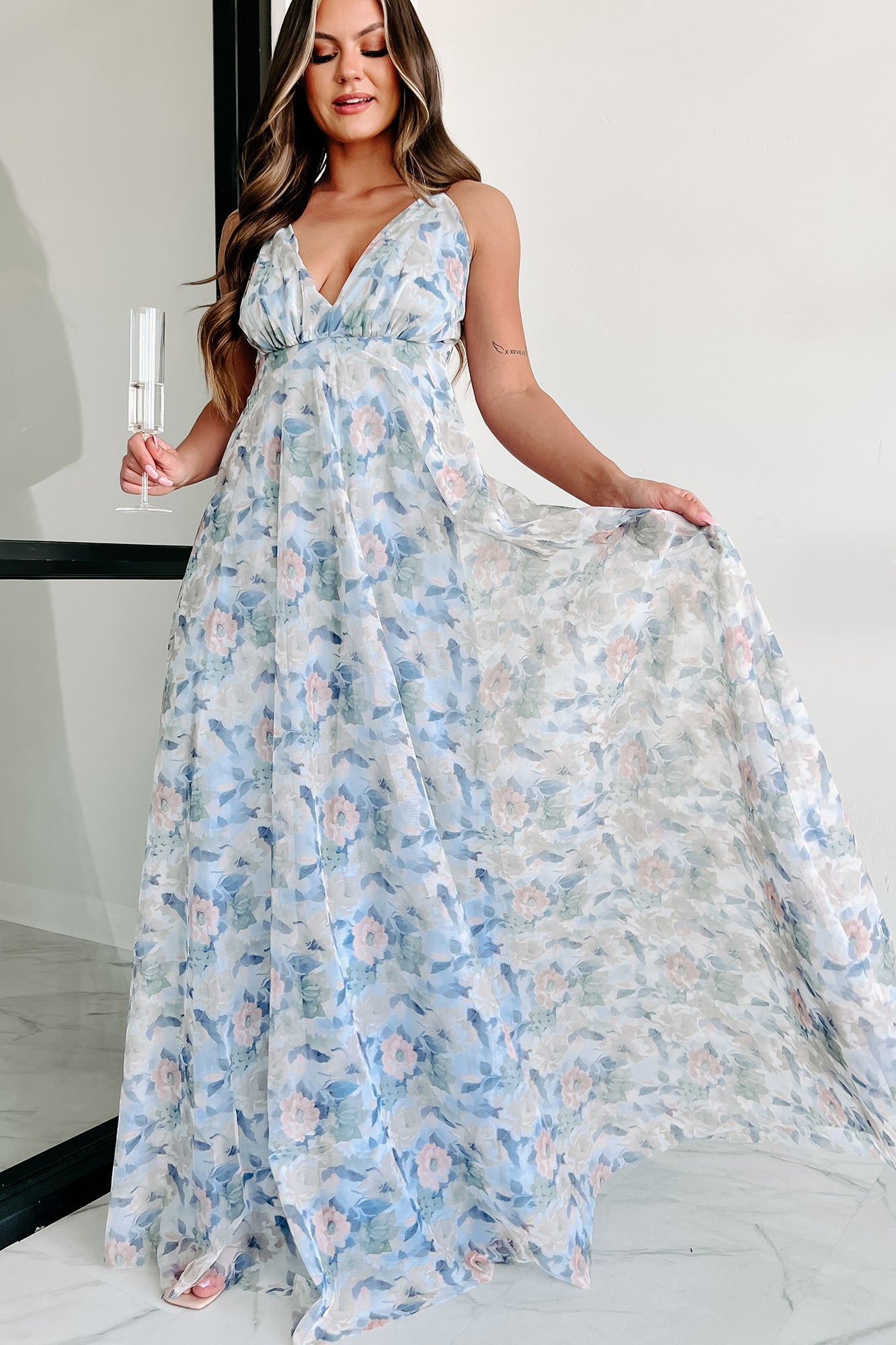 Is It True Floral Maxi Dress (Blue) - NanaMacs