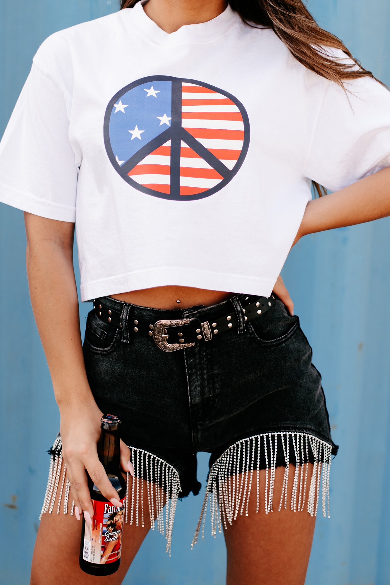 Peaceful Existence Oversized Graphic Crop Tee (White) - Print On Demand - NanaMacs