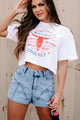 "Wild West Rodeo Cowboy" Oversized Graphic Crop Tee (White) - Print On Demand - NanaMacs