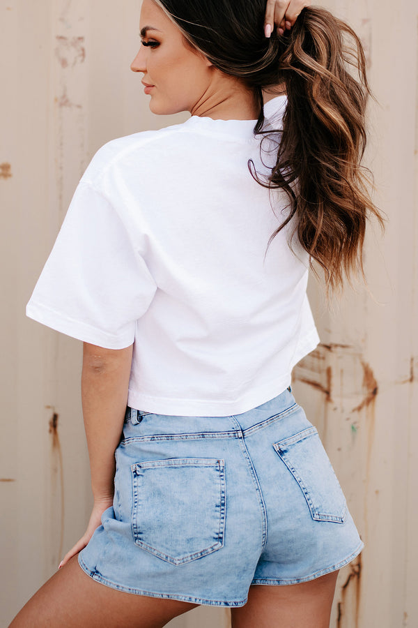 "Wild West Rodeo Cowboy" Oversized Graphic Crop Tee (White) - Print On Demand - NanaMacs