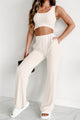 Ready To Travel Two Piece Wide Leg Pant Set (Beige) - NanaMacs