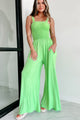 Sprouting With Happiness Wide Leg Jumpsuit (Lime) - NanaMacs