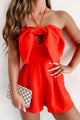 Mysterious Admirer Bow-Front Halter Tie Romper (Red) - NanaMacs