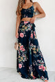 Annalise Floral Crop Top & Wrap Skirt Set (Navy Multi) - NanaMacs