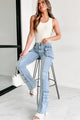 At War With Myself Mid-Rise Cargo Flare Jeans (Light Stone) - NanaMacs