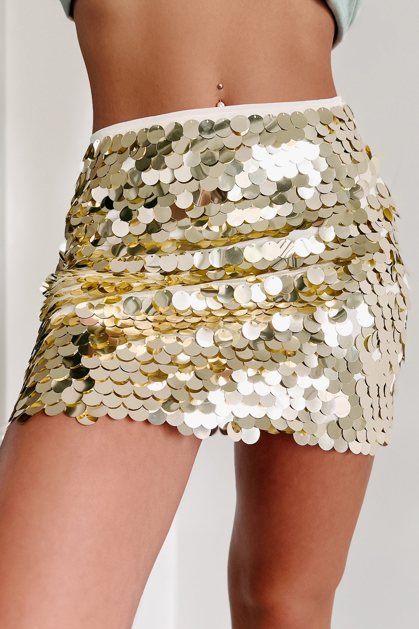 I'm Down To Party Sequin Mini Skirt (Gold) - NanaMacs