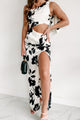 Vacation Romance One Shoulder Cut-Out Maxi Dress (Ivory/Black) - NanaMacs