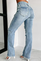 Forever Evolving High Rise Triple-Button Straight Leg Risen Jeans (Light) - NanaMacs