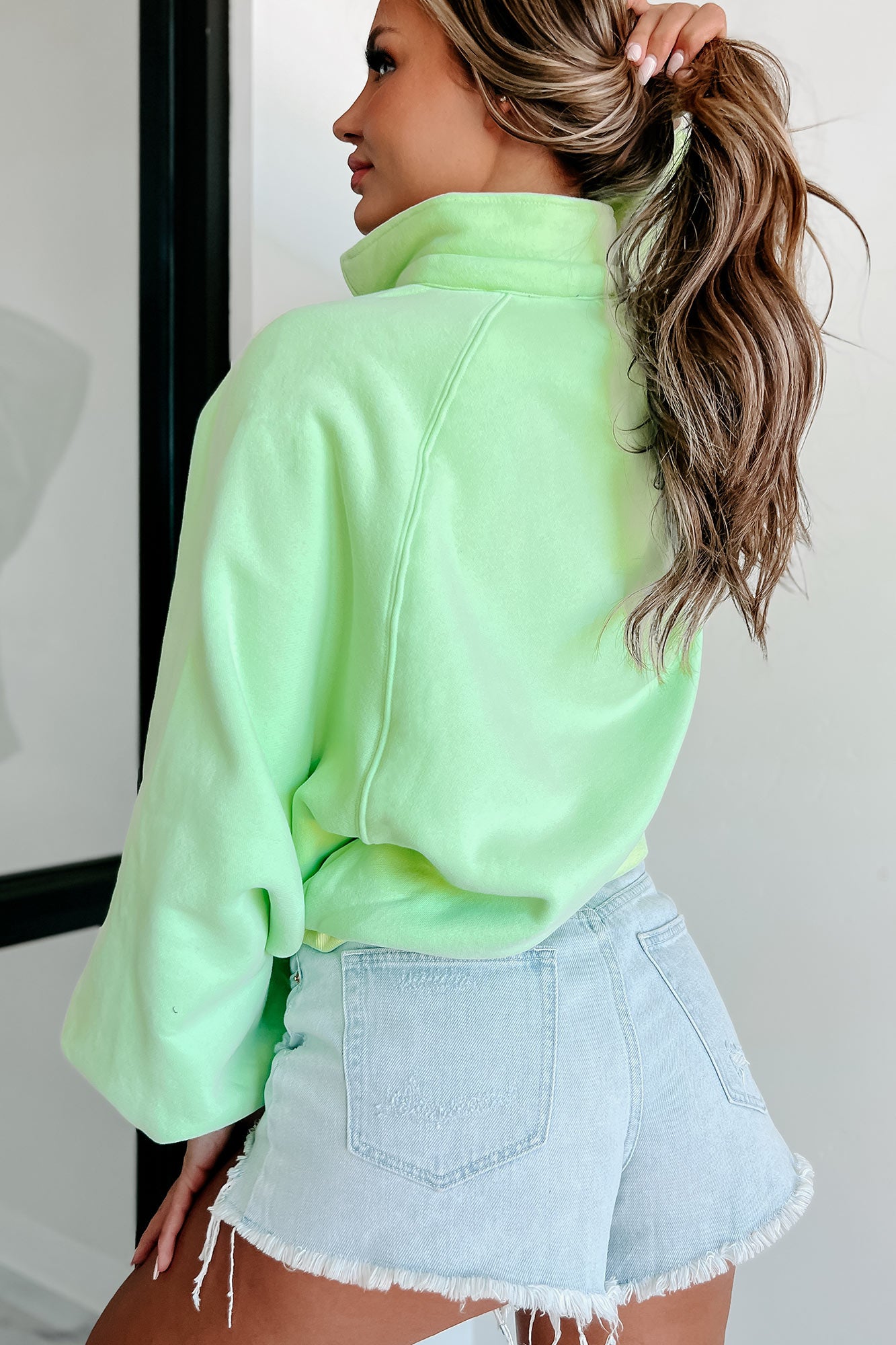 Turning The Page Snap-Button Pullover Sweatshirt (Apple Green) - NanaMacs