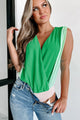 Adriel Colorblock Chiffon Bodysuit (Green/Light Green) - NanaMacs