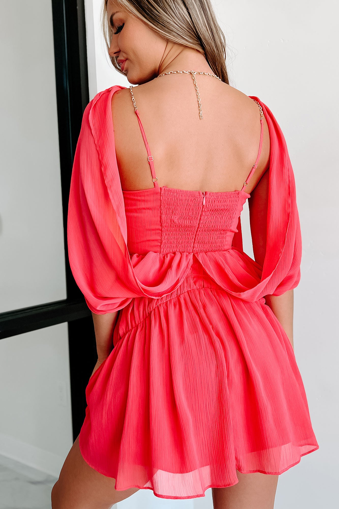 Ashlynn Chain Detail Mini Dress (Pink) - NanaMacs