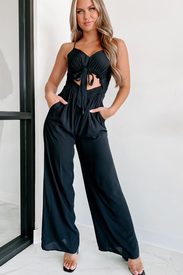 Staying In The Sun Cut-Out Jumpsuit (Black) - NanaMacs