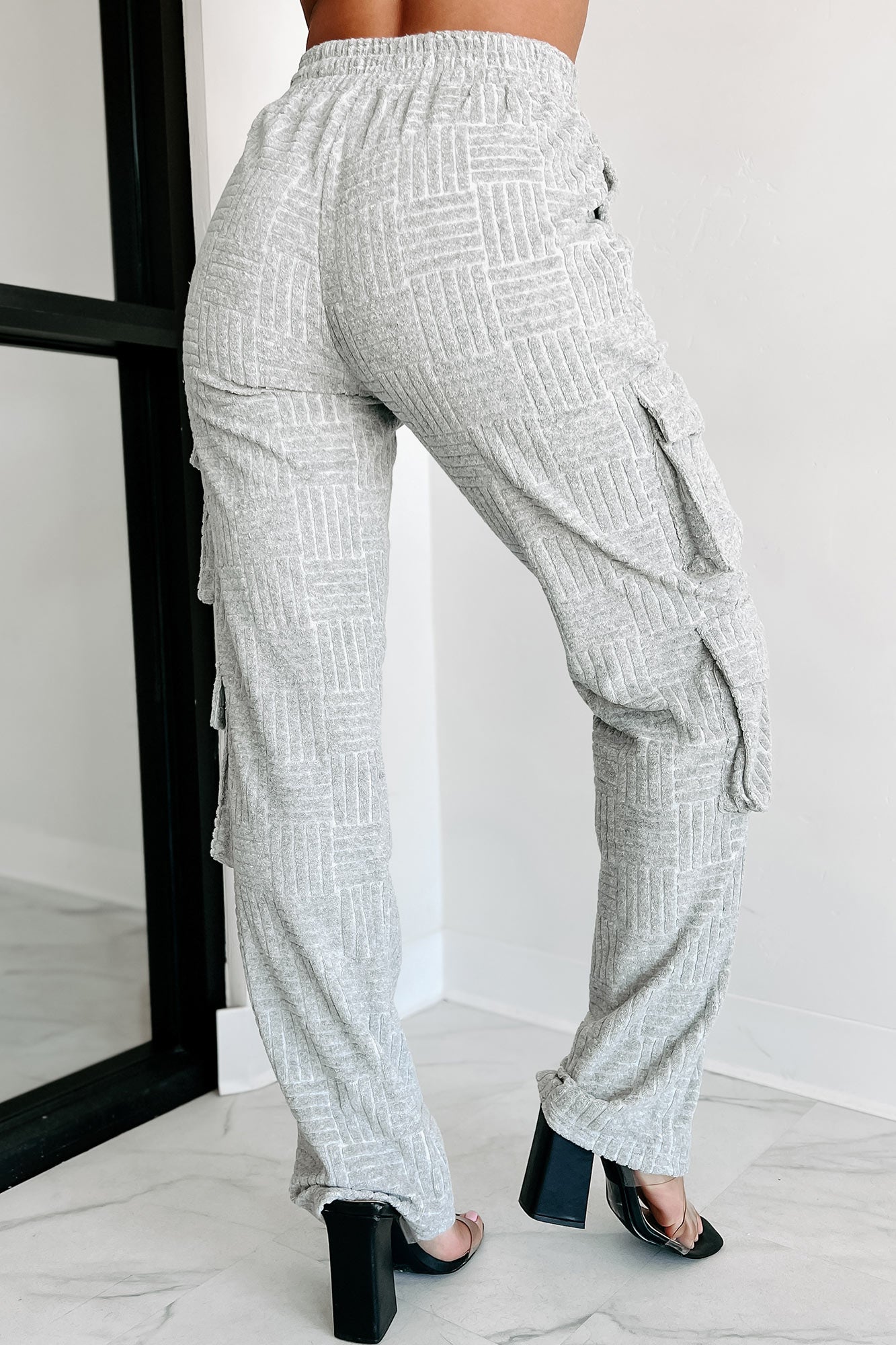 Can't Be Like Me Textured Cargo Sweatpants (Heather Grey) - NanaMacs