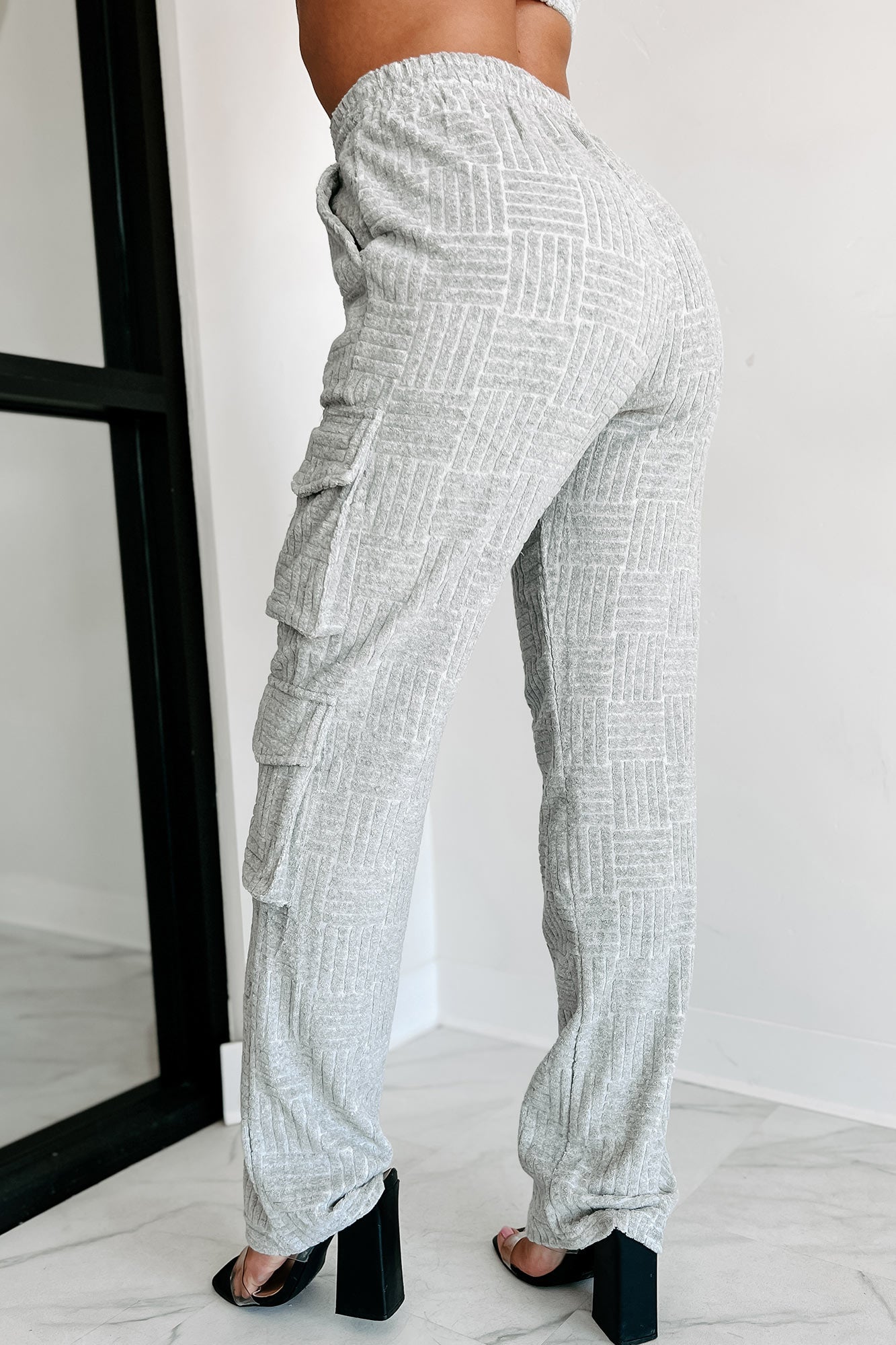 Can't Be Like Me Textured Cargo Sweatpants (Heather Grey) - NanaMacs