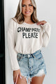 "Champagne Please" Graphic Sweater (Beige) - NanaMacs