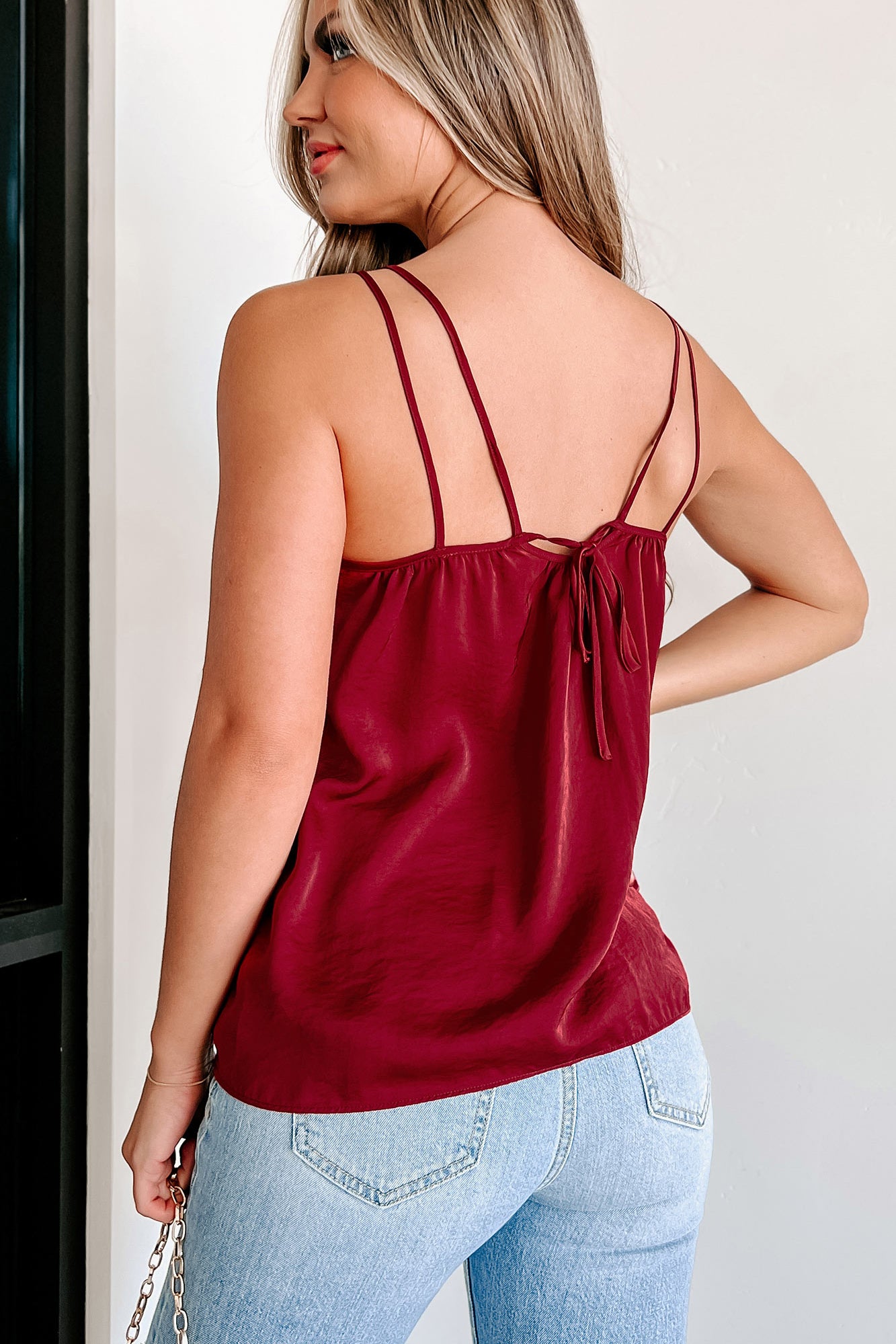 Red satin on sale camisole tops