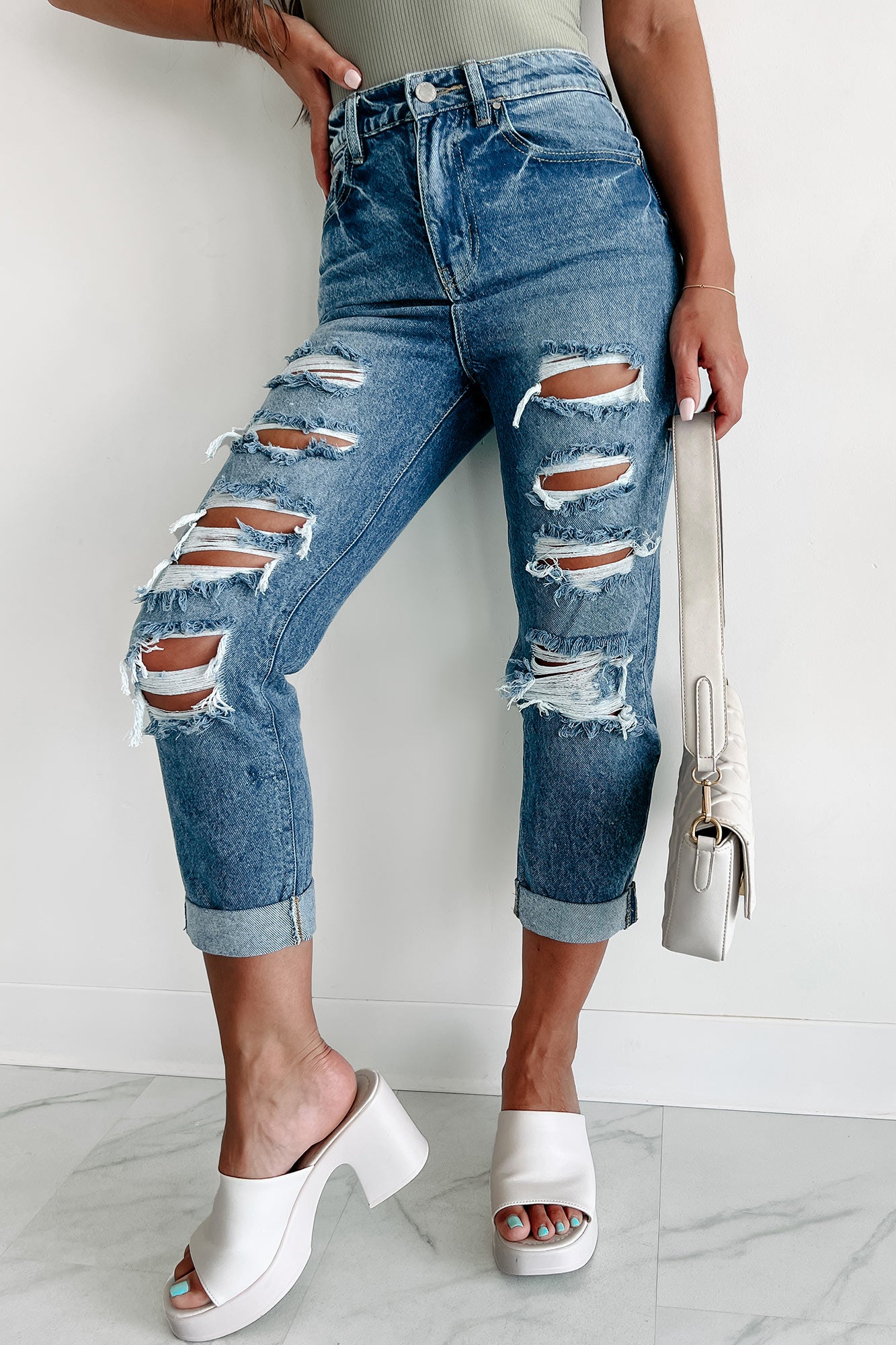 Doorbuster Lexi High Rise Cropped Boyfriend Jeans (Medium) - NanaMacs