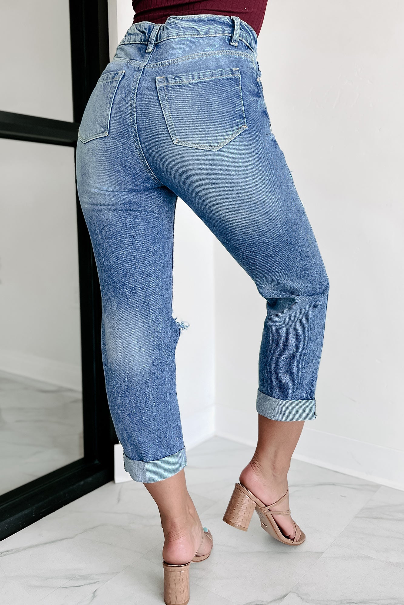 Doorbuster Lexi High Rise Cropped Boyfriend Jeans (Medium) - NanaMacs