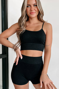 Keeping My Day Open Seamless Ribbed Set (Black) - NanaMacs