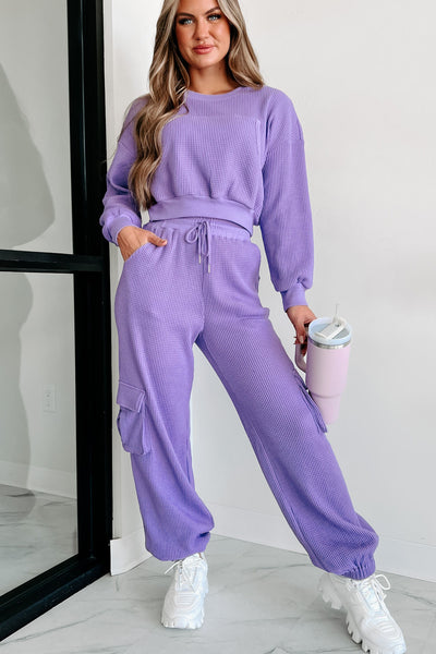 Lexie Waffle Lounge Set Sleepwear-Purple-Bamboo-Sustainable Womens