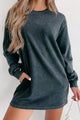 Casual Crush Vintage Wash Sweatshirt Mini Dress (Black) - NanaMacs