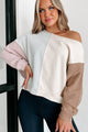 Table Talk Colorblock Sweatshirt (Grey/Cream) - NanaMacs