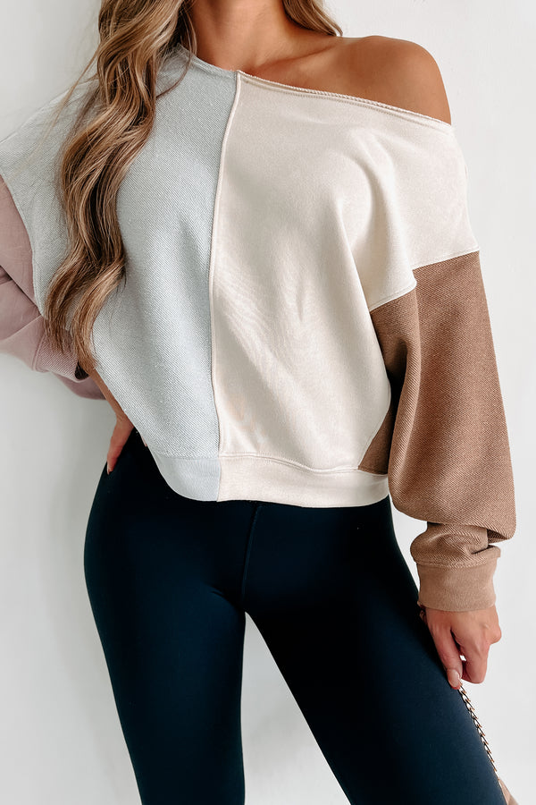 Table Talk Colorblock Sweatshirt (Grey/Cream) - NanaMacs