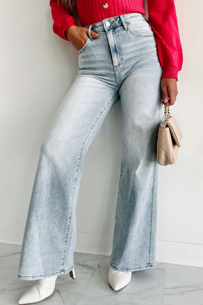 Alana High Rise Wide Leg Risen Jeans (Light) - NanaMacs