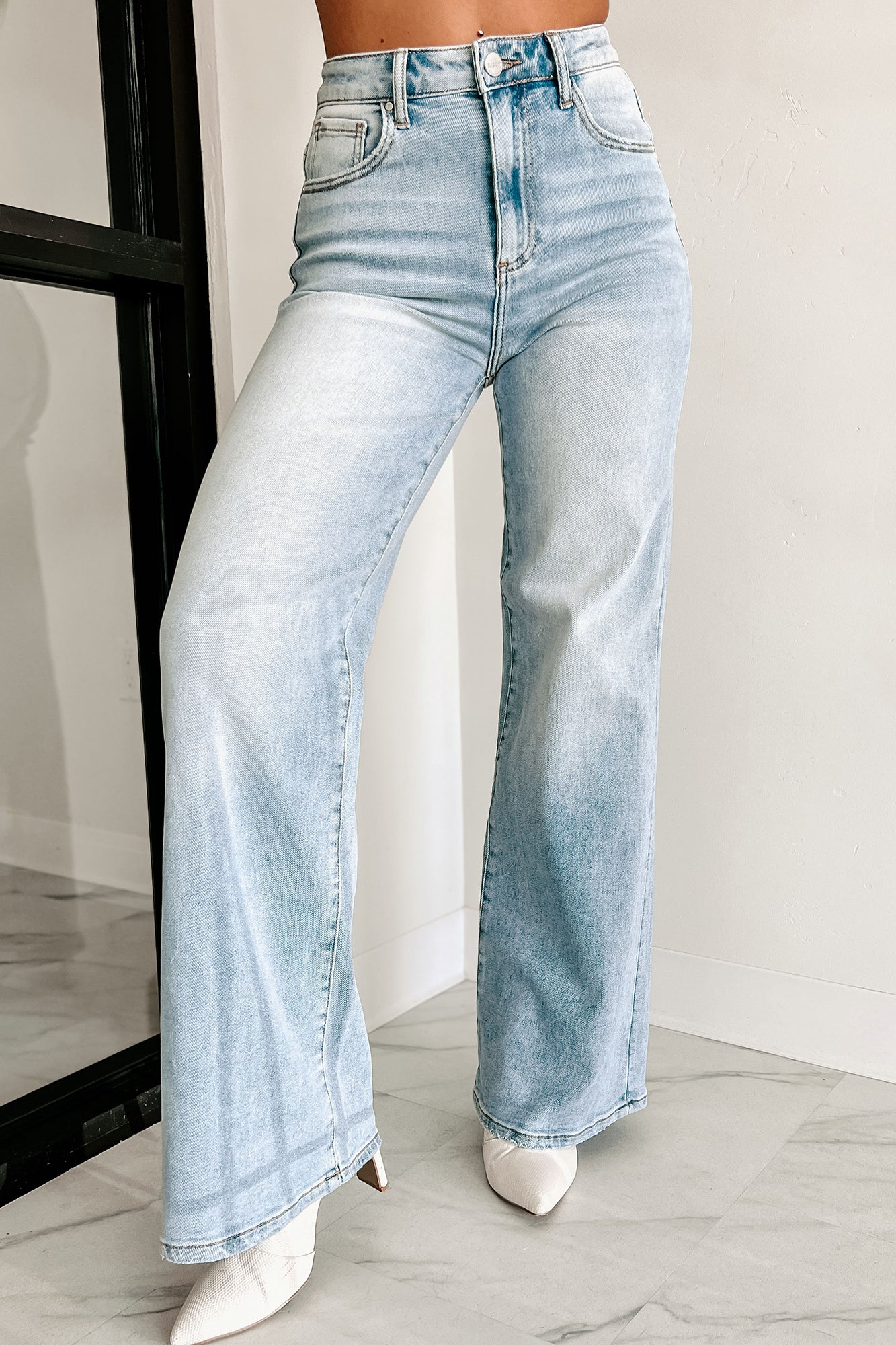 Alana High Rise Wide Leg Risen Jeans (Light) · NanaMacs